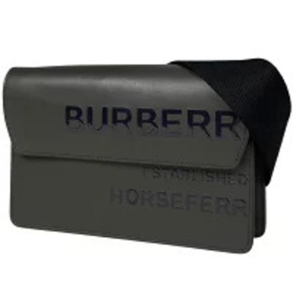 Burberry Horseferry Shoulder Bag Wallet Leather Gray Black